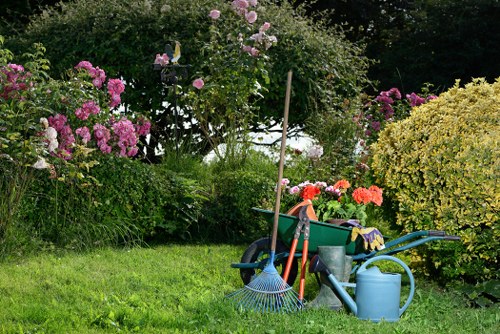 Professional lawn mowing service at work in Ruislip