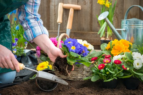 Eco-friendly gardening equipment in use