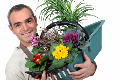 Eco-friendly lawn mowing equipment used by professionals